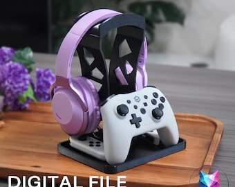 Digital Download Headphone Stand with Tray, Desk Accessories Organizer and Holder, 3D Printable STL File