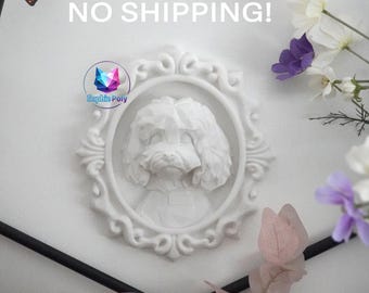 Digital Download CAVOODLE Dog Portrait, Pet Headshot Memorial, Creative Polygon Geometry Decor Frame, Artistic Style, 3D Printable STL File