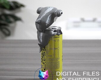 Digital Files Hammerhead Shark CanCover Dust Cover Soda Cap Drink Beverage Lid Reusable Protector 3D Printing STL Printable Multi-Part NoAMS