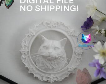 Digital file Pet Memorial Cat and Dog Animal Portrait Headshot Creative Polygon Geometry Decor Frame Artistic Style No Support 3D Print STL
