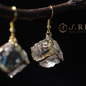 Pendientes colgantes de cubo de hielo Pendientes llenos de oro de 14 quilates