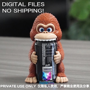 May include: A brown orangutan figurine with textured fur, blue eyes, and white teeth, holding a black soda can. The text DIGITAL FILES NO SHIPPING! and PRIVATE USE ONLY is visible. The figurine has a sculpted face and detailed hands and feet.
