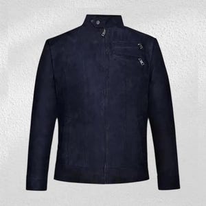 Veste en cuir de daim noir en peau de mouton pour homme flambant neuve ||| Cadeau pour lui