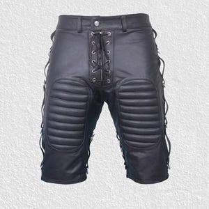 Men&#39;s Leather Shorts New Hot Men Genuine Lambskin Sports Gents Pants Black Color