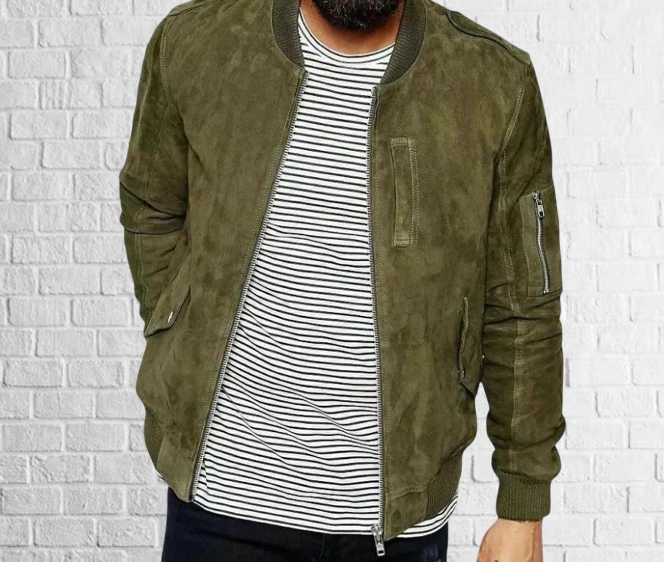 オリーブグリーン スエード ジャケット ラルフローレン スエード