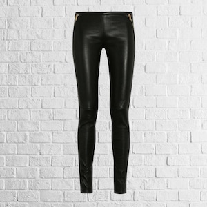 Pantaloni in pelle da donna fatti a mano, pantaloni in vera pelle di agnello da donna, pantaloni in pelle