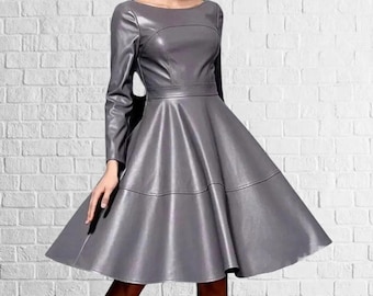 Handmade Lambskin Leather Mini Dress, Long Sleeve Bodycon - Etsy