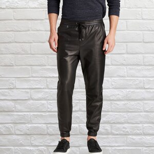 Mens Leather Joggers Etsy