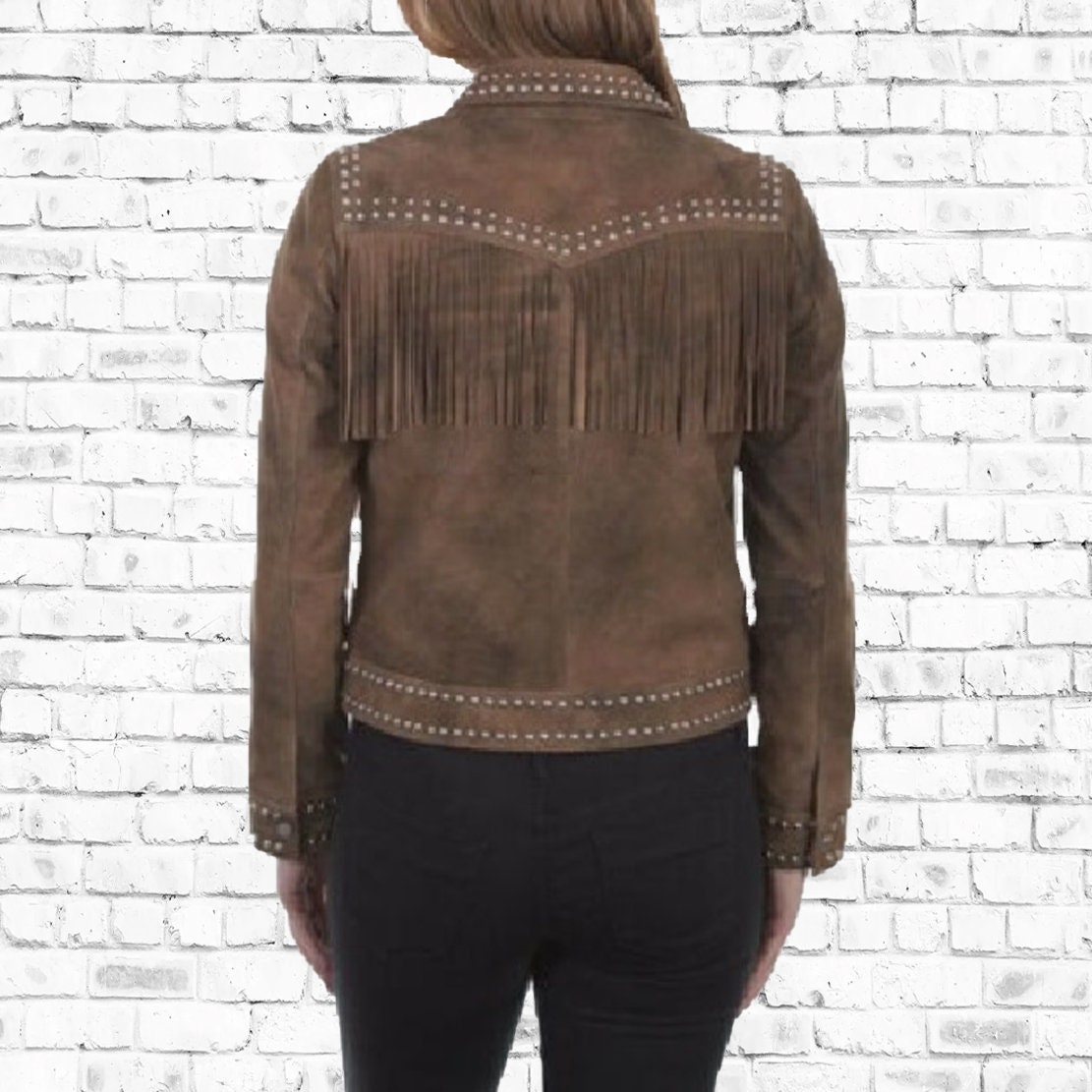 Laura Brown Belted Suede Biker Jacket