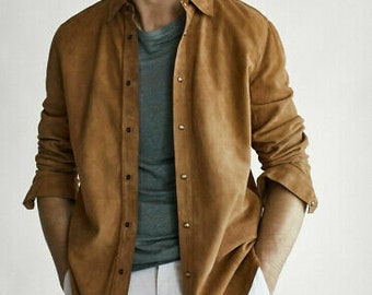 Vintage Claiborne Brown Suede Jacket Mens Large 1990s Button Front Mens Suede Jacket Rocker Brown Suede Jacket Etsy India