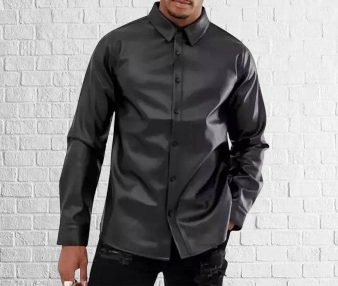 Chemise En Cuir D'agneau Blanche – Style Biker, Boutonnée, Fait Main | Neuf Avec étiquettes
