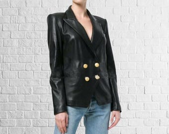 Women Black Genuine Lambskin 100% Real Soft Pure Leather Blazer Jacket, Women Black Leather Coat, Ladies Blazer Coat, Gift For Her