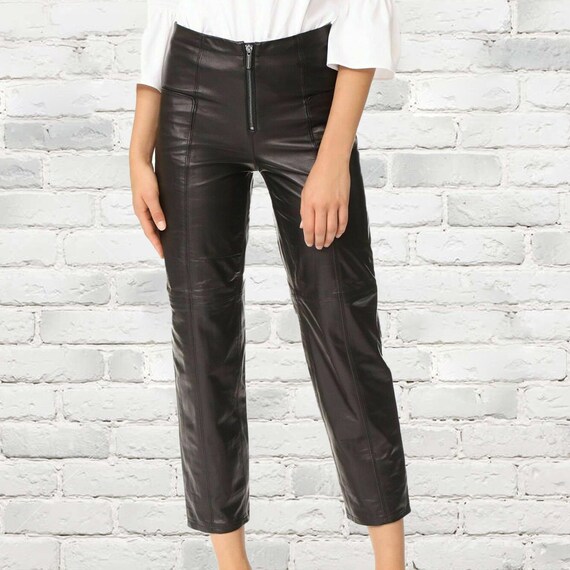 Ladies black leather pants hotsell