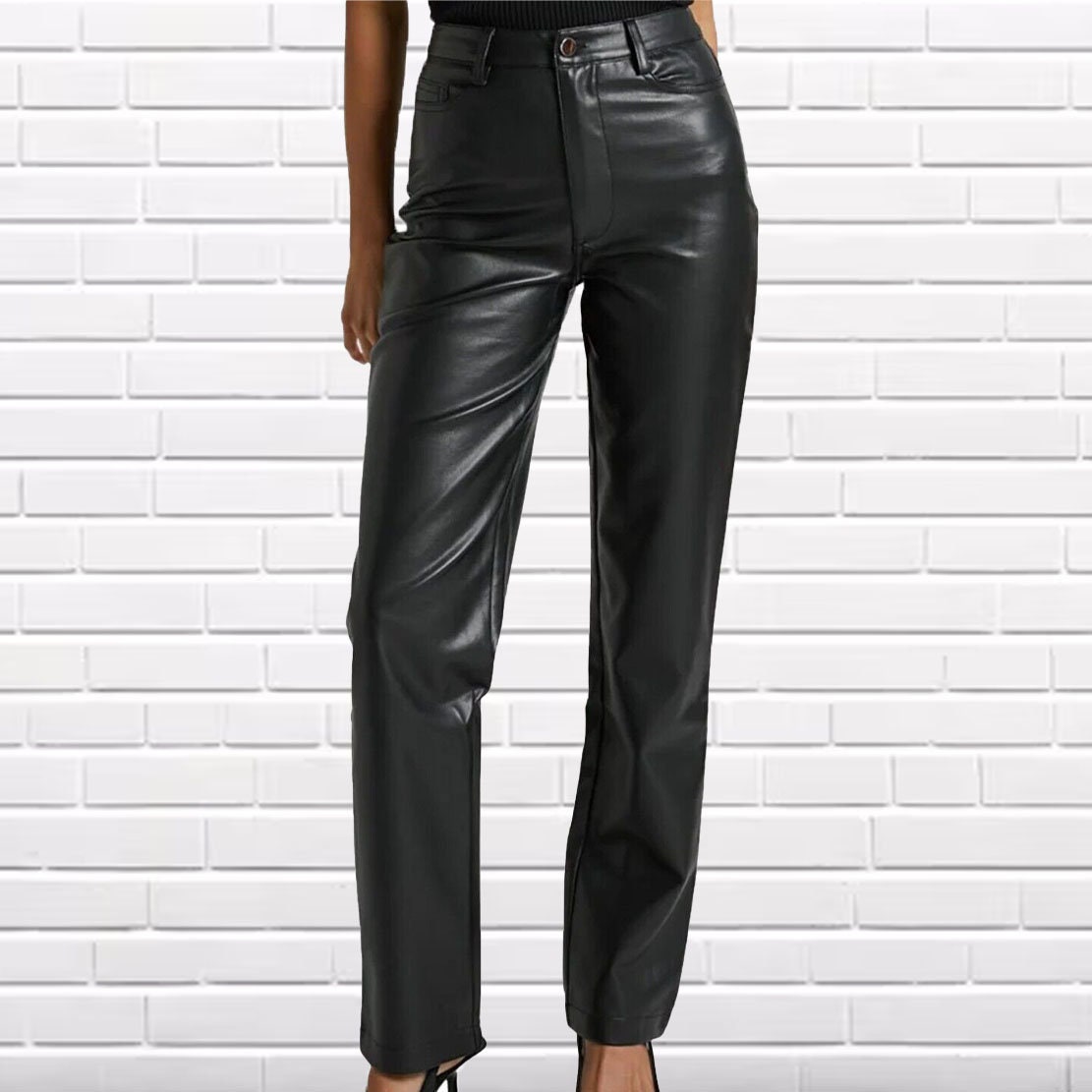 Genuine Lambskin Leather Pants - Black