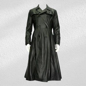 Men&#39;s Black Genuine Lambskin Regular Coat, Men&#39;s Black 100% Real Leather Halloween Long Coat Gothic Leather Coat, Gift For Him Coat