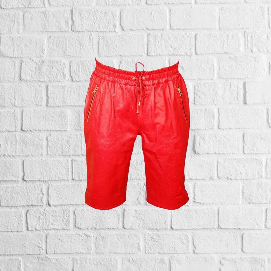 Shorts in Red Leather Shorts for Men Designer New Collection - Etsy