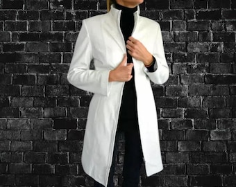 White Lambskin Leather Long Coat: Women's Winter Fashion
