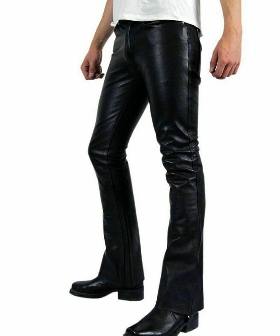 Men's Black Leather Pants Designers Motorcycle Biker Etsy