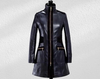 Zwarte lamsleren blazer: zachte echt leren damesjas