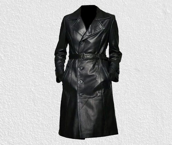 Black Trench Coat Women Genuine Leather Long Jacket Ladies