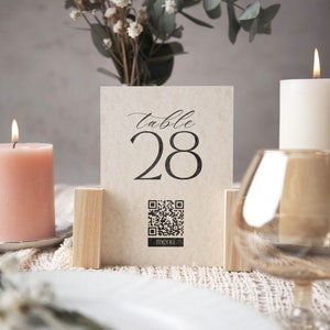 Wedding Table Number Sign Canva Template, QR Code Menu, Fully Editable Minimalist Simple Elegant Template, Instant Download, BW027