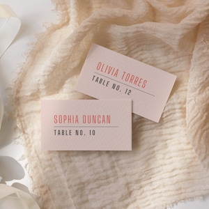Tarjetas de lugar para bodas retro, plantilla para tarjetas de asientos, tarjetas de lugar editables, planas y con forma de carpa, plantilla de Canva, descarga instantánea, BW008
