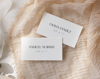 Wedding Place Cards, Simple Place Card, Seating Card Template, Editable Flat & Tented Place Cards, Canva Template, Instant Download, BW025