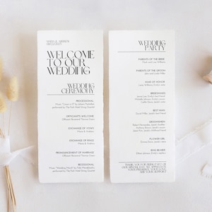 4x9 Wedding Program Template, Minimalist Wedding Program, Editable and Printable Wedding Ceremony, Canva Template, Instant Download, BW011