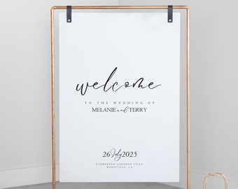 Wedding Welcome Sign, Minimalist Wedding Welcome Canva Template, Editable & Printable Wedding Welcome Sign, Instant Download, BW016