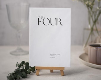 Table Number Sign Template, Modern Wedding Table Numbers Canva Template, Printable & Editable Digital Sign, Instant Download, BW011