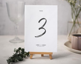 Bruiloft tafel nummerborden, bewerkbare tafelnummers Canva sjabloon, minimalistisch, bruiloft tafel decor teken, Amerikaanse EU-grootte, Instant Download, BW026