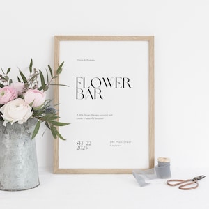 Wedding Flower Bar Sign: Editable Canva Template (Instant Download) BW011