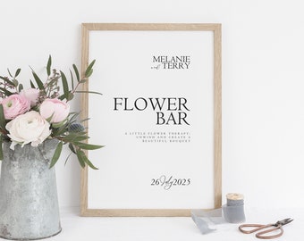 Flower Bar Sign, Create a Bouquet Sign, Editable & Printable Wedding Flower Bar Sign, US/EU Sizes, Canva Template, Instant Download, BW016