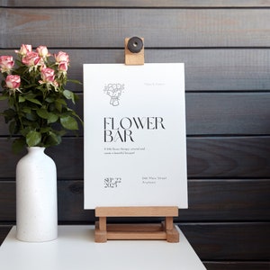 Flower Bar Wedding Sign, Editable Canva Template, Make a Bouquet Sign, Printable Flower Bar Sign, 6 US & EU Sizes, Instant Download, BW011