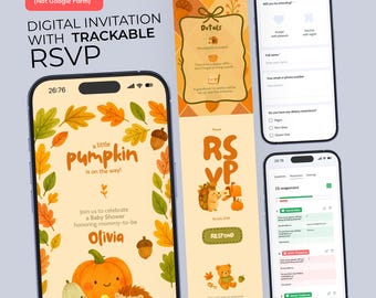 Little Pumpkin Baby Shower Invitation: Editable Canva Template (Digital Download)