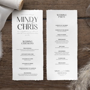 Editable Wedding Program Template, Elegant 4x9 Wedding Program, Printable Wedding Day Program, Canva Template, Instant Download, BW025