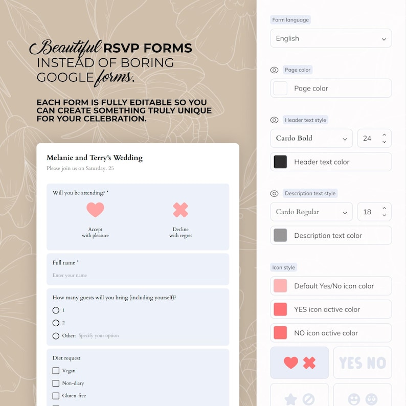 Digitale Hochzeitseinladung mit Countdown, Musik, Details und nachverfolgbarer Antwortmöglichkeit (bearbeitbare Canva-Vorlage) + Bonus Bild 11