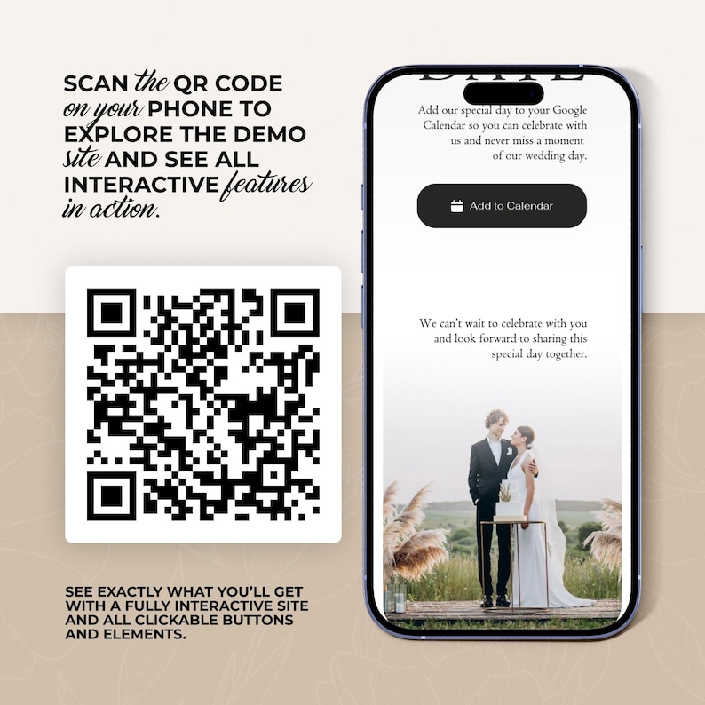 Digital Wedding Website Invitation: Trackable RSVP, Music, Live Countdown, Save the Date, Map, Online Invite (Fully Editable Canva Template) zdjęcie 16
