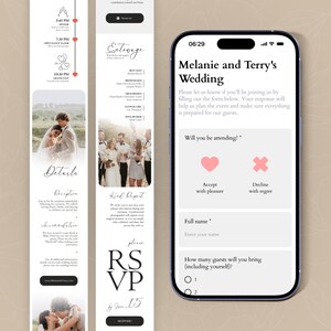 Digital Wedding Website Invitation: Trackable RSVP, Music, Live Countdown, Save the Date, Map, Online Invite (Fully Editable Canva Template) zdjęcie 2
