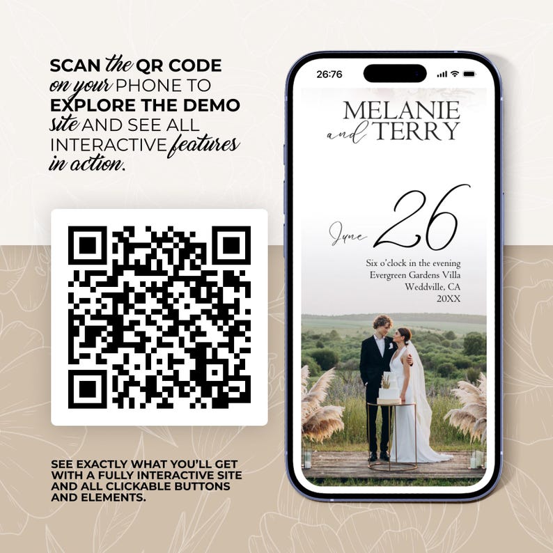 Digitale Hochzeitseinladung mit Countdown, Musik, Details und nachverfolgbarer Antwortmöglichkeit (bearbeitbare Canva-Vorlage) + Bonus Bild 16