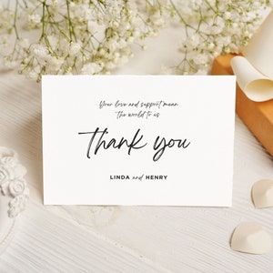 Minimalistische Dankeskartenvorlage, moderne einfache Hochzeit danke, bearbeitbare Dankeskarten, Canva-Vorlage, sofortiger Download, BW026