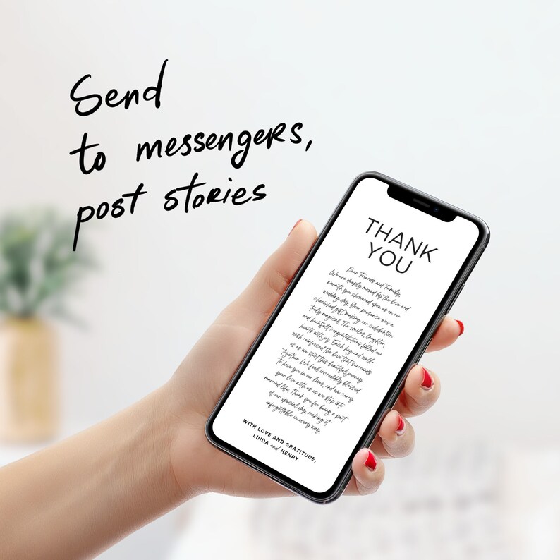 Electronic Thank You Card Template, Minimalist Wedding Thank You for