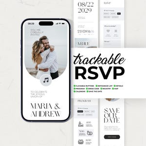 Minimalist Wedding Web Invitation: RSVP, Countdown Timer Canva Template (Digital Download)