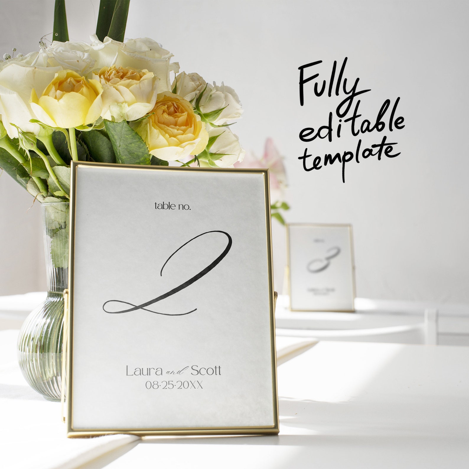 Table Number Sign Template, Printable & Editable Digital Sign, Modern ...