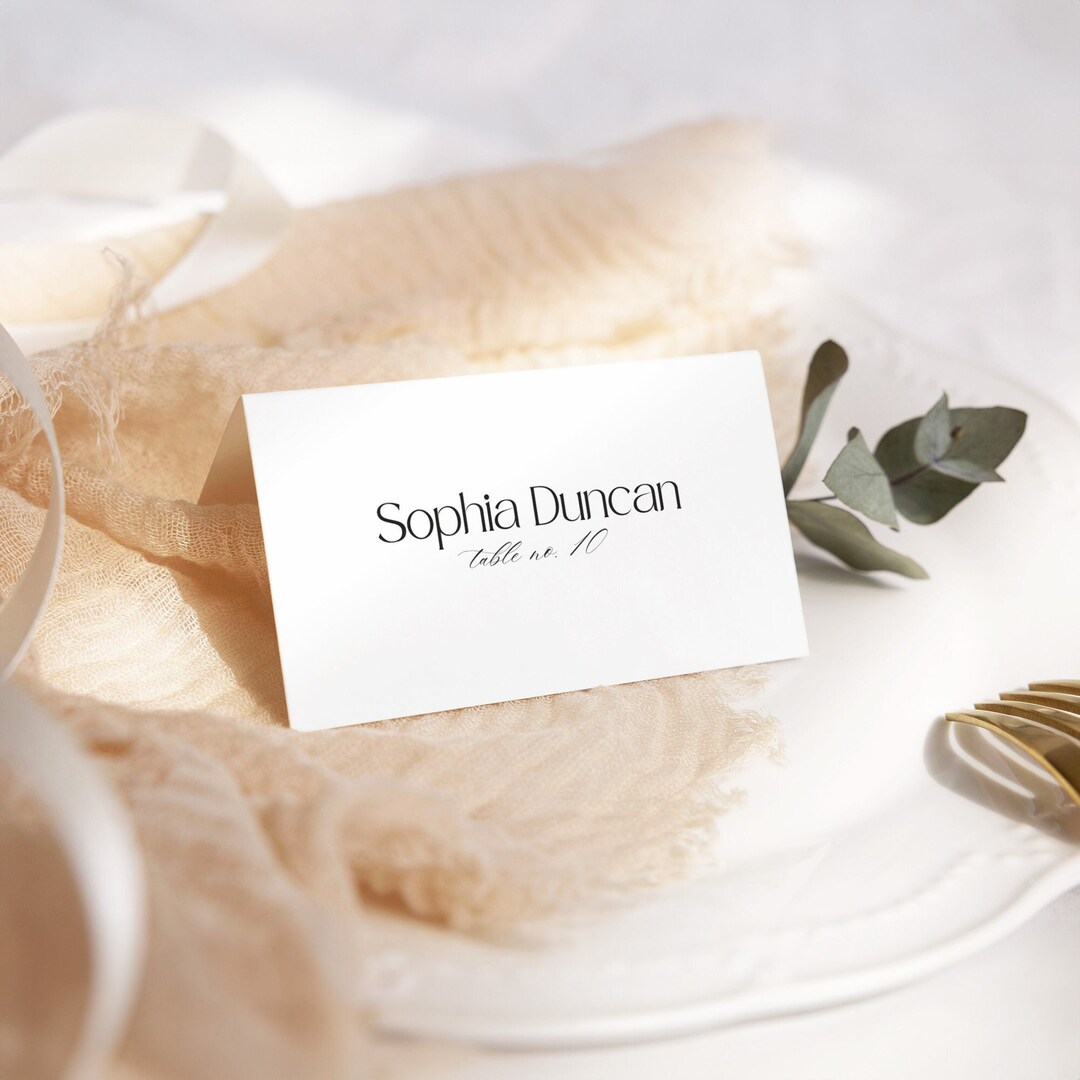 Place Cards Template, Seating Card Canva Template, Simple Wedding Place ...
