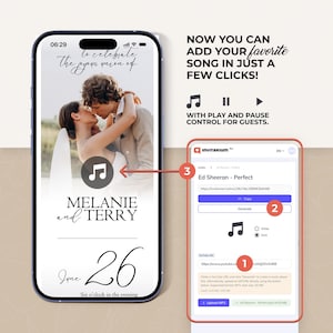 Digital Wedding Website Invitation: Trackable RSVP, Music, Live Countdown, Save the Date, Map, Online Invite (Fully Editable Canva Template) zdjęcie 4
