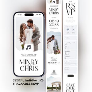 All in One Wedding Invitation Website Template with RSVP Map Music and Registry
