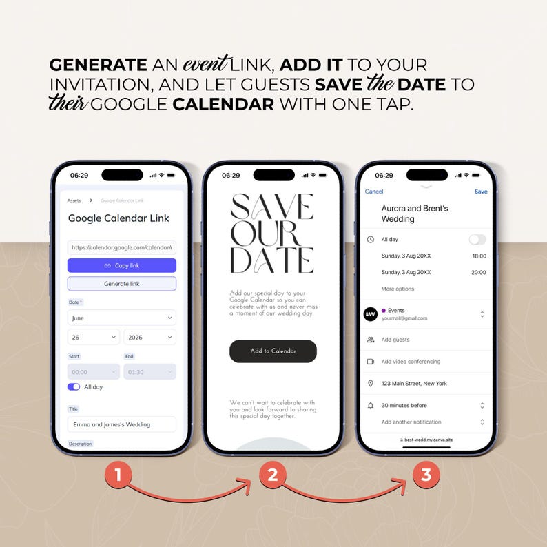 Minimalist Wedding Web Invitation: RSVP, Countdown Timer Canva Template (Digital Download) image 9