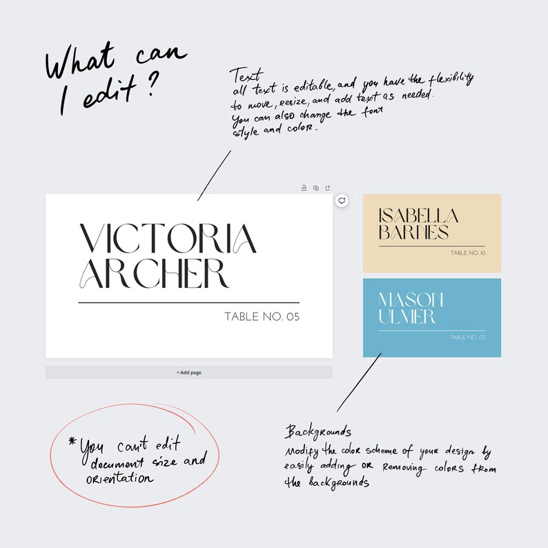 Minimal Wedding Place Card Template Modern Table Name Cards - Etsy