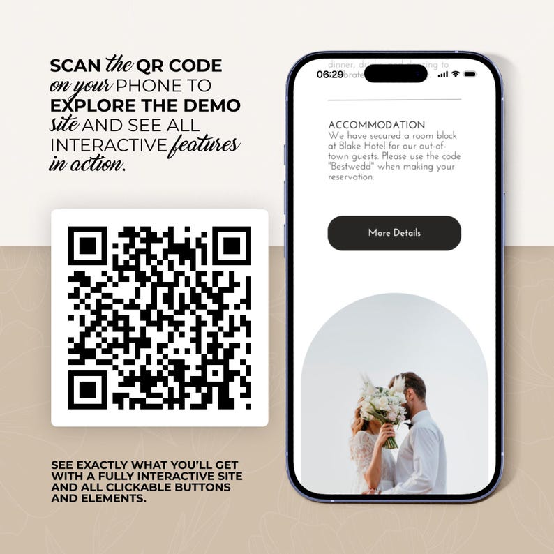 Minimalist Wedding Web Invitation: RSVP, Countdown Timer Canva Template (Digital Download) image 16